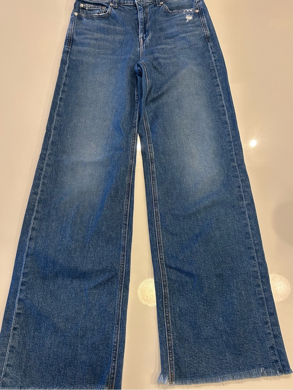 AYR The Secret Sauce Wide-Leg Raw Hem Blue Jeans Size 27S, EUC